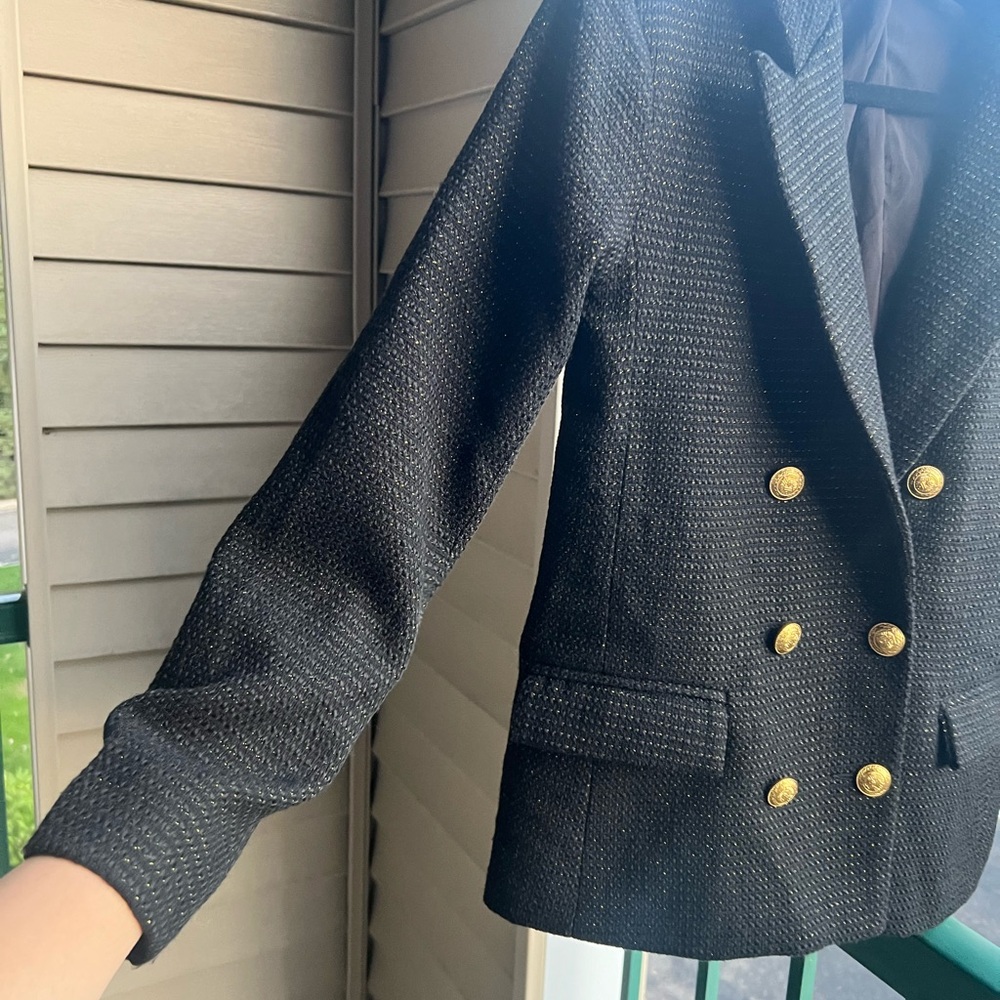 🆕 Bishop + Young Cavalli Black Blazer Jacket Gold Button Classic Career Size S - Picture 12 of 17